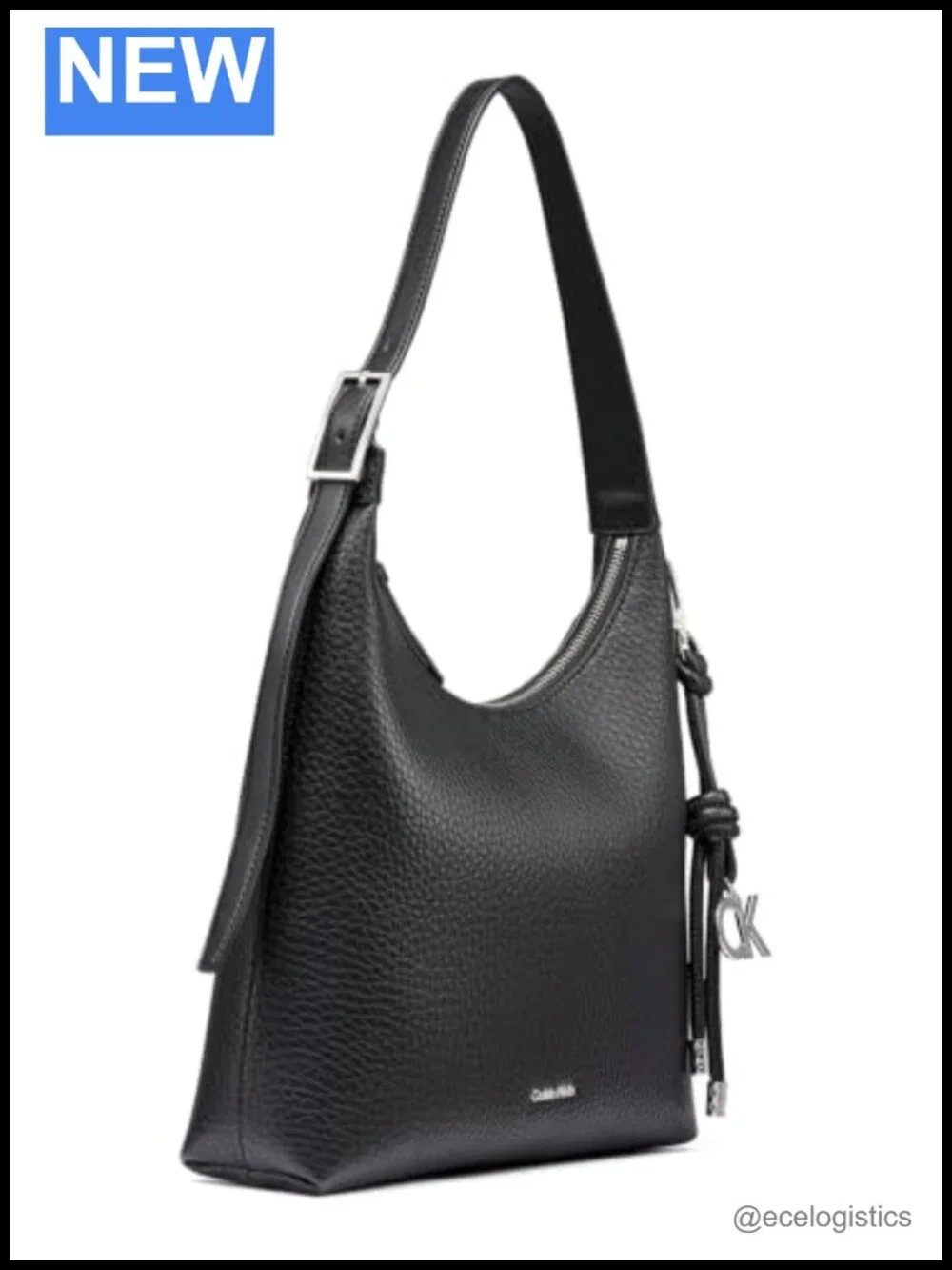 Vegan Leather Medium Hobo Shoulder Bag with Adjustable Strap and Keychain